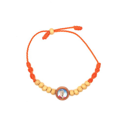 Bracciale in corda con sfere in legno, Don Tonino Bello