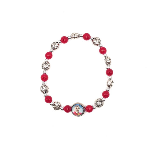 Bracciale di Don Tonino Bello a grani di rose e palline in vetro, vari colori